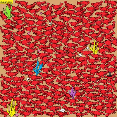 There are four crabs hidden amongst the lobsters