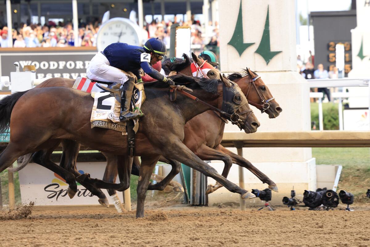 Mystik Dan wins the Kentucky Derby over Sierra Leone and Forever Young in a photo finish Saturday at Churchill Downs.