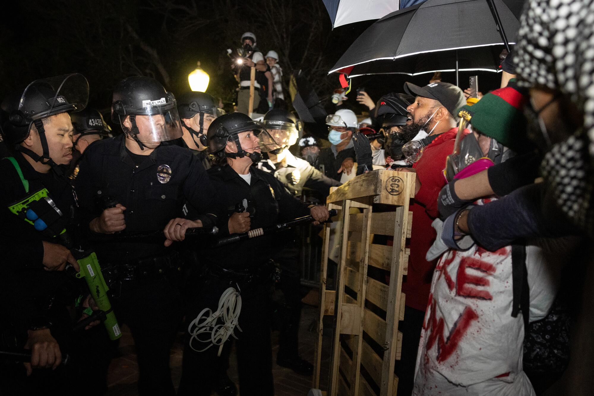 Demonstrators and police clash at UCLA.
