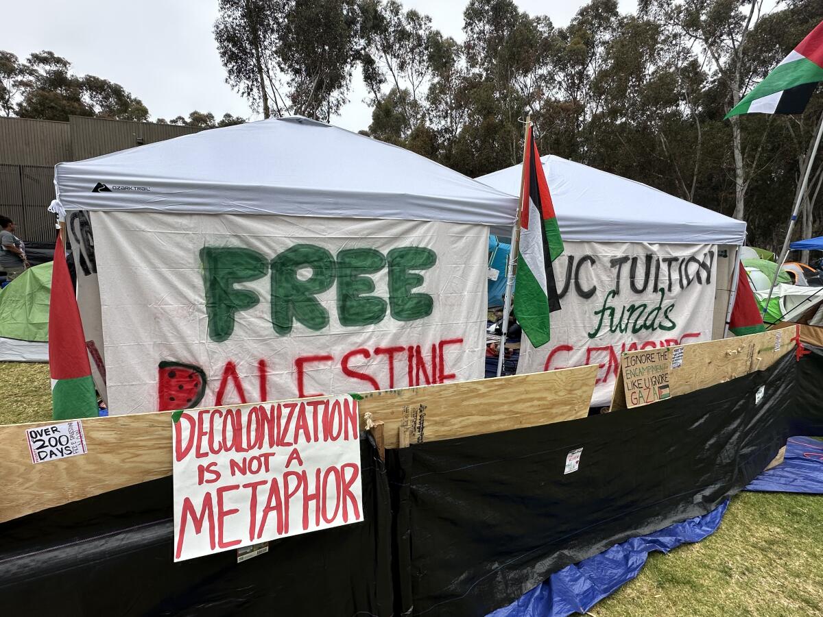 Pro-Palestinian students created a tent city at UC San Diego to protest the war in Gaza. 