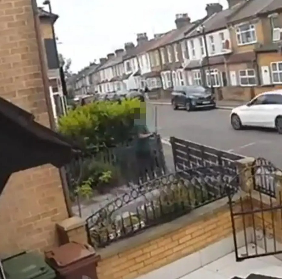 The quick-thinking man then comes out armed with the pole