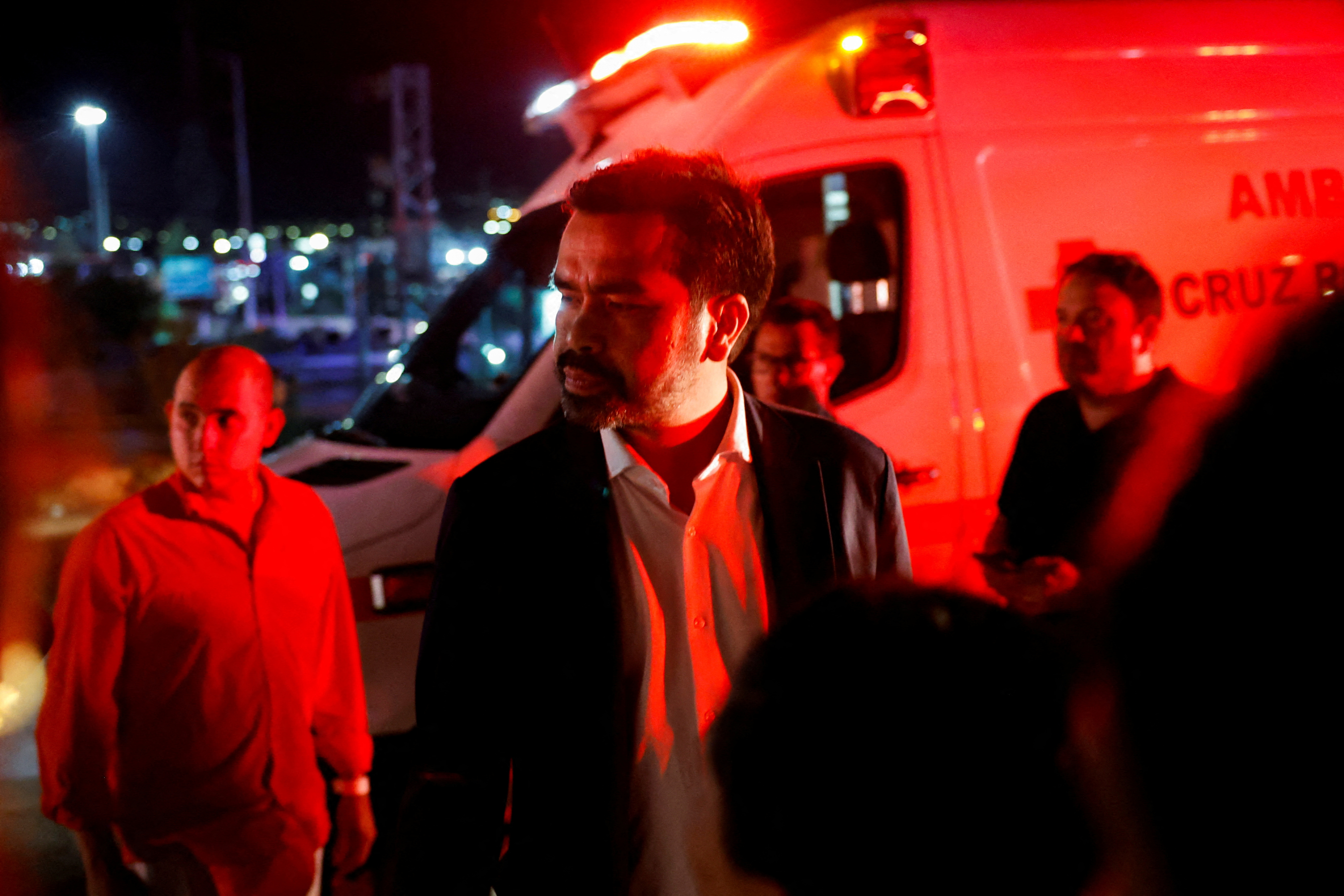 Presidential candidate Jorge Alvarez Maynez reacts to the scene