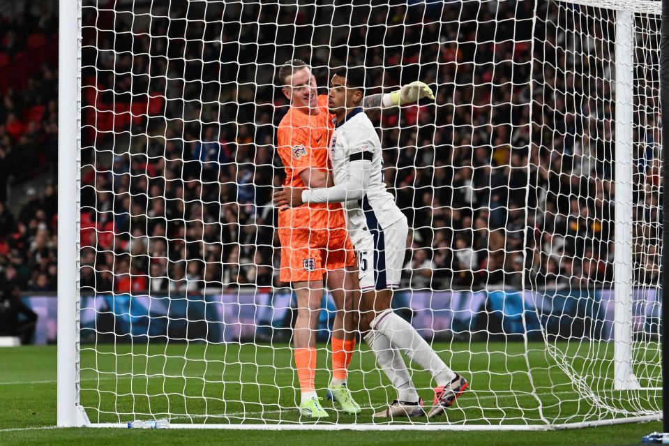 The Chelsea star was immediately congratulated by Jordan Pickford