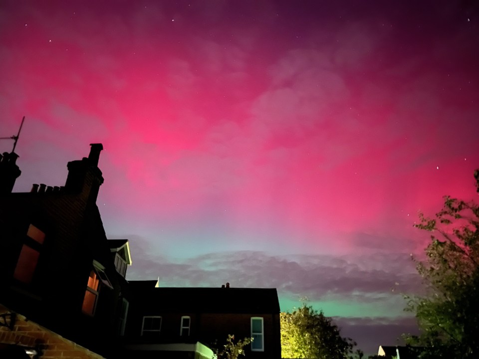 The Northern Lights on display in the skies over Felixstowe, Suffolk