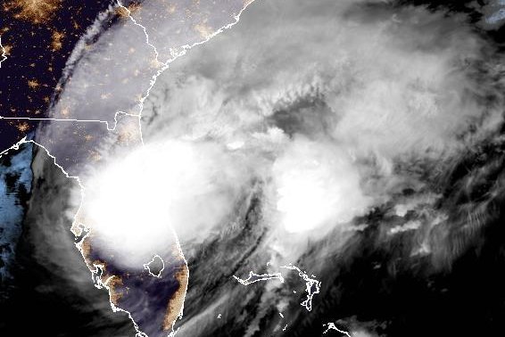 Hurricane Milton was moving across the Florida Peninsula early Thursday after making landfall along its western coast Wednesday night. Image courtesy of NOAA