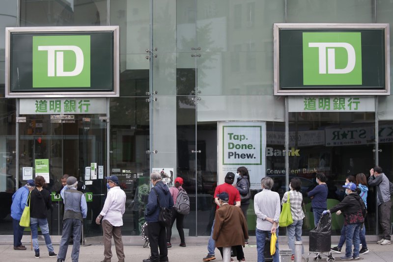 TD Bank, the 10th-largest U.S. bank, has pleaded guilty to failing to maintain an adequate anti-money laundering program will pay a $1.8 billion fine, prosecutors said Thursday. File Photo by John Angelillo/UPI