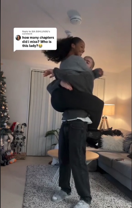 The pair shared a loved-up video where she jumped into his arms