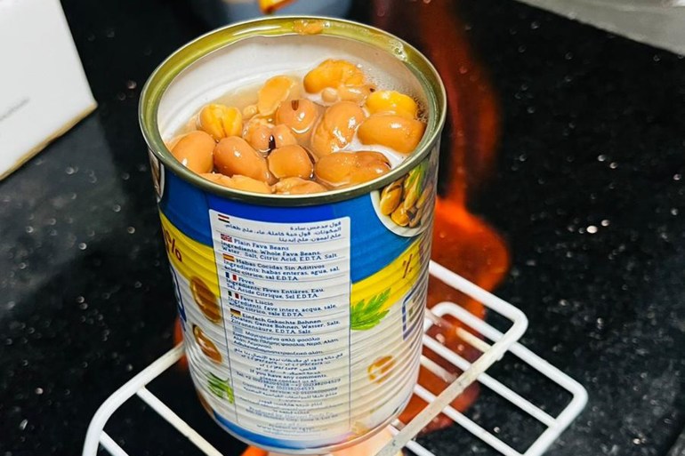 an opened can of beans