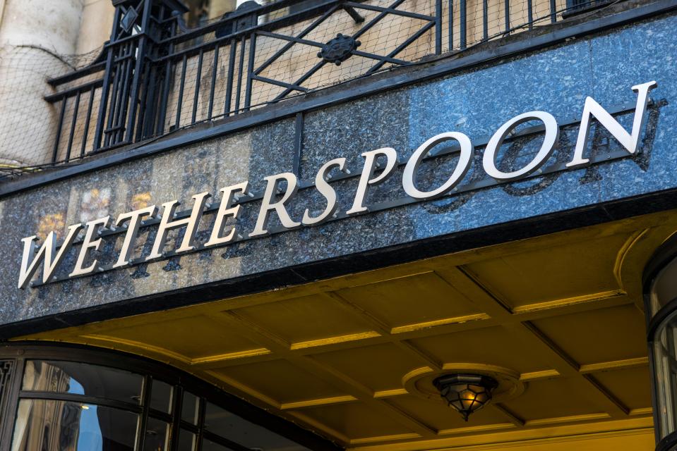 Wetherspoon pub sign.
