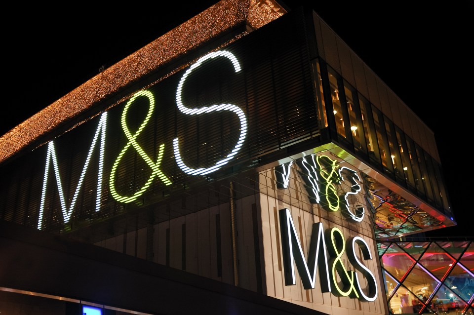 Marks & Spencer store at night.
