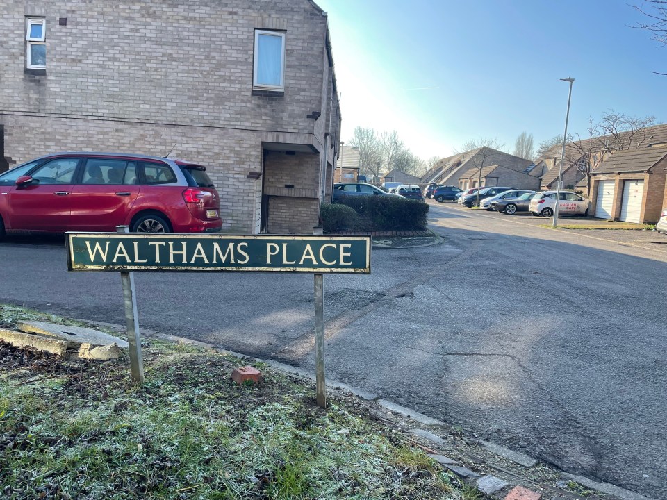 Walthams Place street sign in residential area.