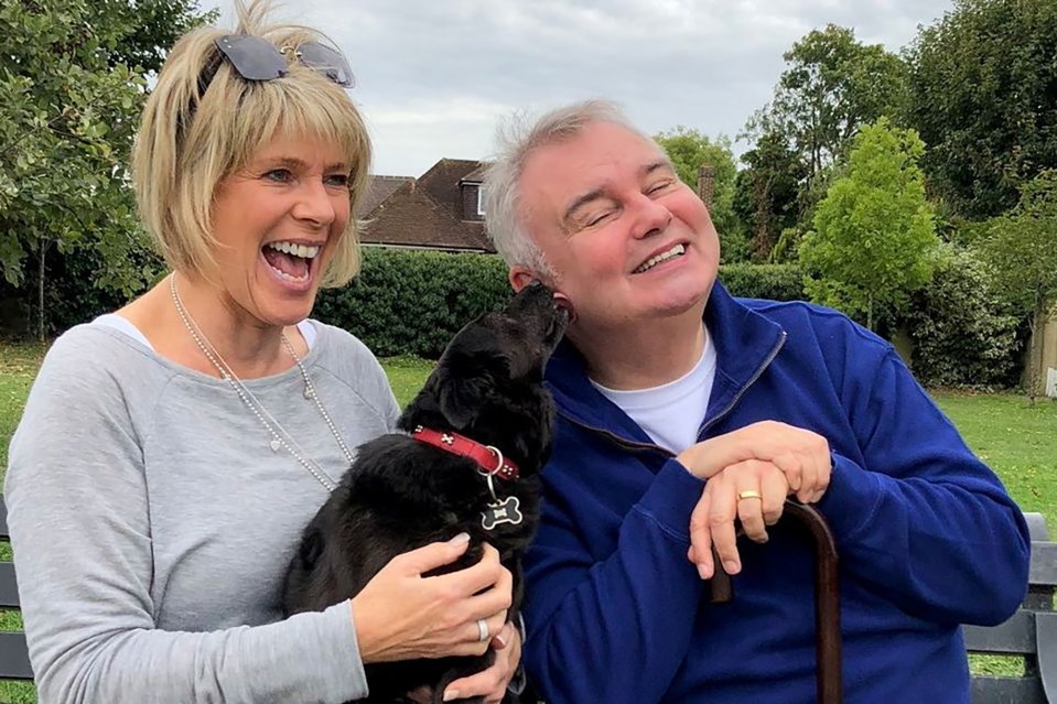 Eamonn Holmes, Ruth Langsford, and their dog Maggie.