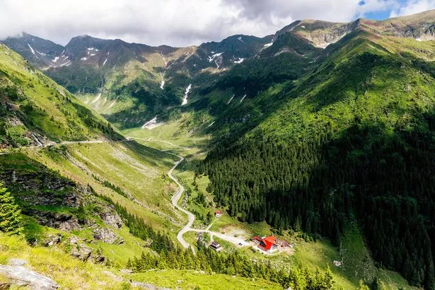 Carpathian mountains in summer, aerial view, Romania