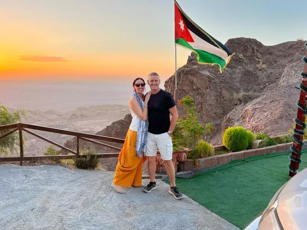 Mark Billingham and wife in Jordan