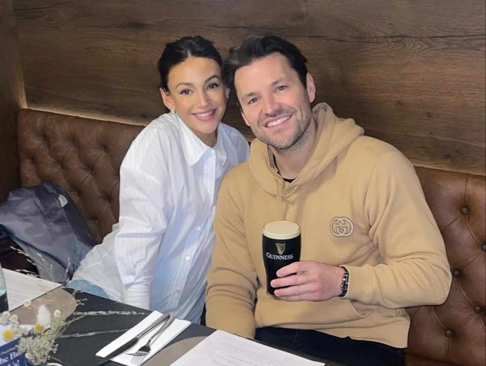 Mark Wright and Michelle Keegan having lunch.