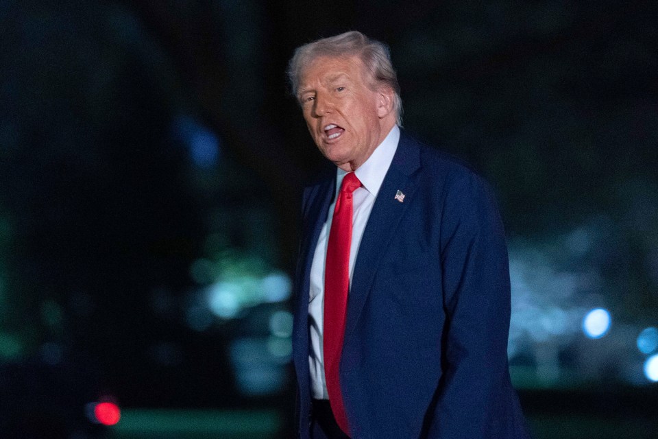 President Donald Trump speaking to reporters.