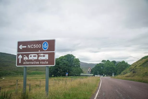 The start of the NC500 route in Scotland