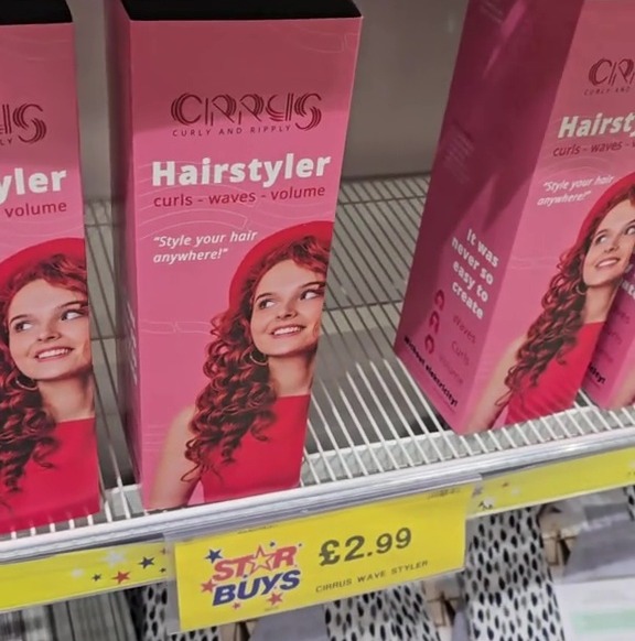 Home Bargains hair styler on display.