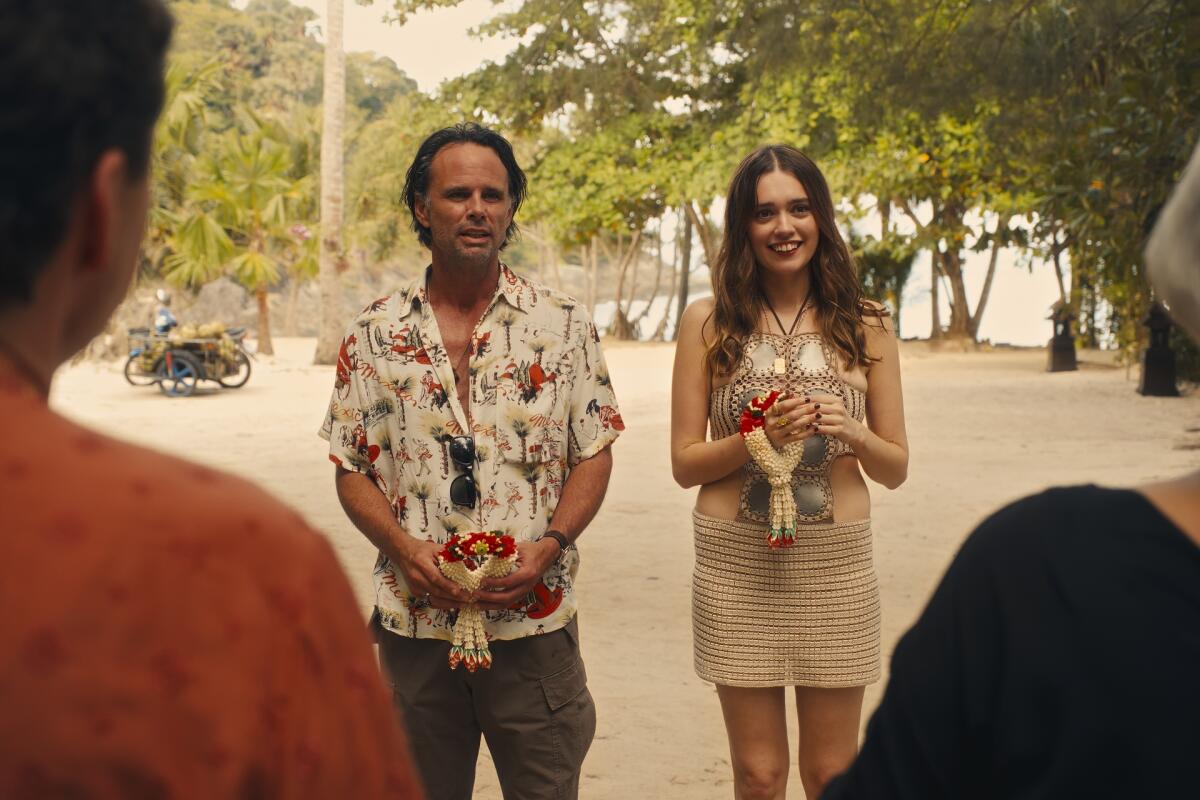Walton Goggins and Aimee Lou Wood 
