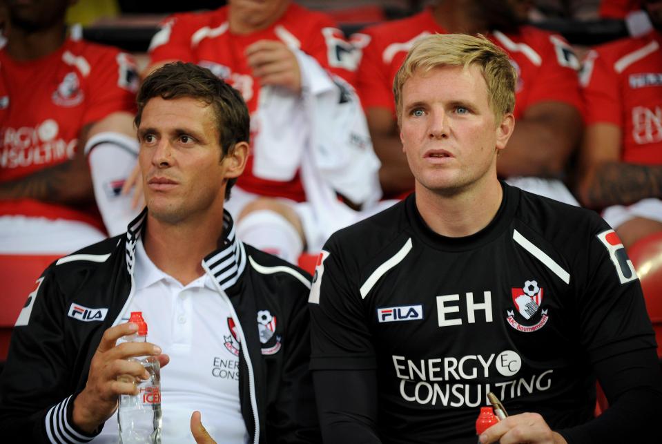 AFC Bournemouth assistant manager Jason Tindall and manager Eddie Howe.