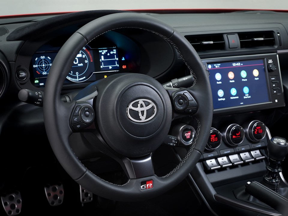 Toyota GR86 interior dashboard.