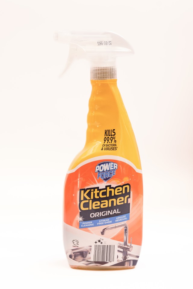 Bottle of Power Force Original Kitchen Cleaner.
