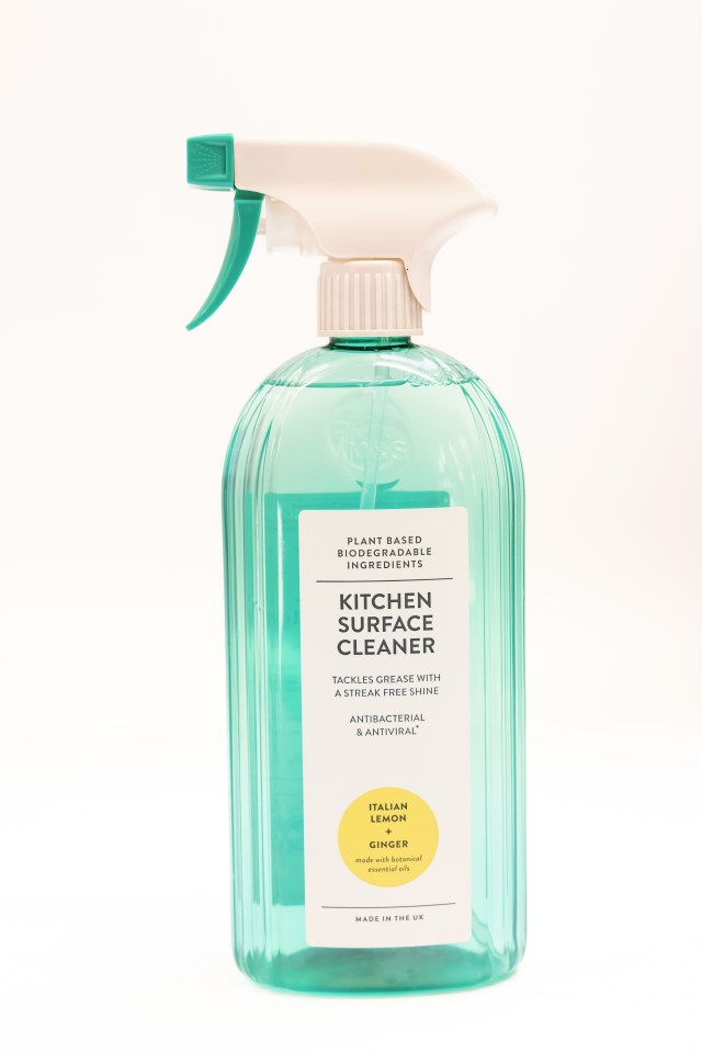 Bottle of kitchen surface cleaner.