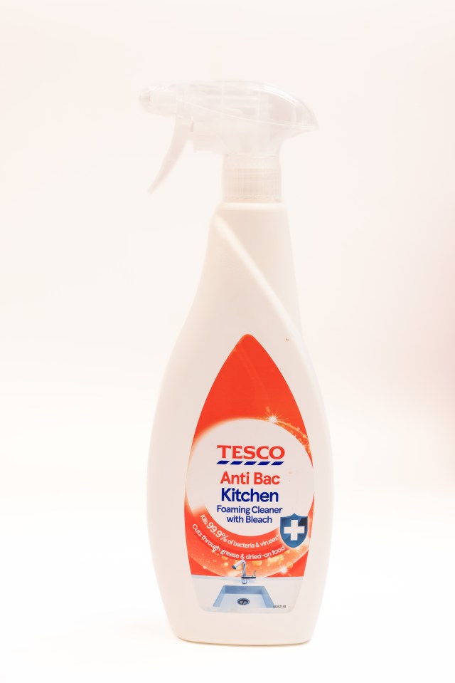 Tesco Anti Bac Kitchen foaming cleaner with bleach.