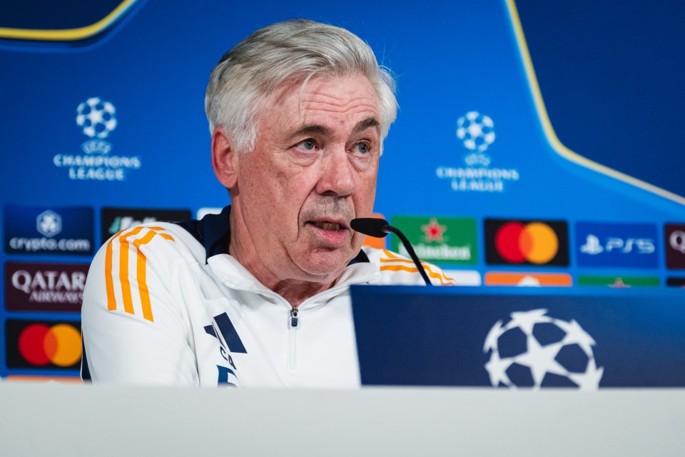Carlo Ancelotti at a press conference.