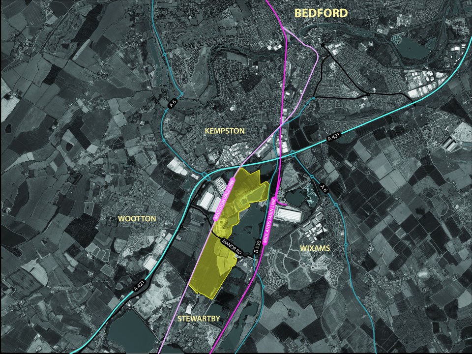 Site location plan for Universal's Bedford site.