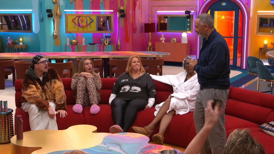 Contestants react to news on Celebrity Big Brother.