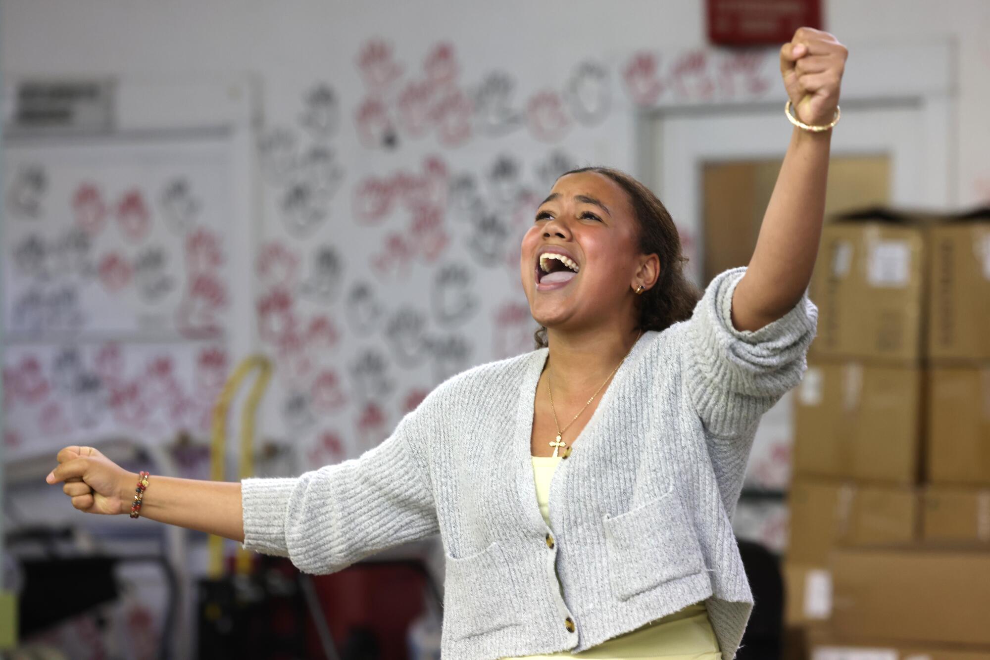 Eliot Arts student Jolie Simmons, who plays Princess Fiona, practices one of her songs.