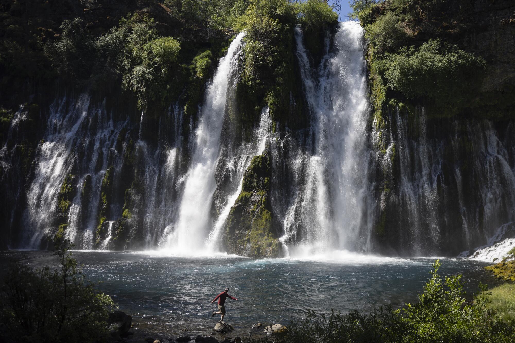 Burney Falls cascades over a cliff in Shasta County.