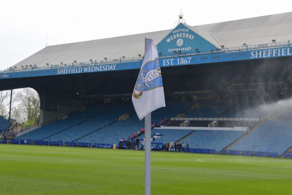 Sheffield Wednesday flag at Hillsborough Stadium.