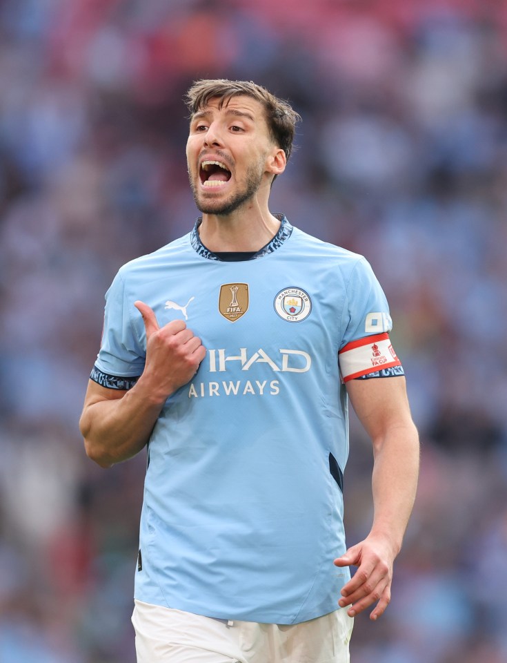 Ruben Dias of Manchester City during a soccer match.