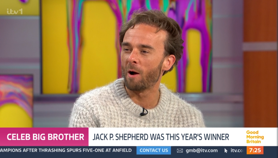 Screenshot of Jack P. Shepherd announcing he won Celebrity Big Brother.