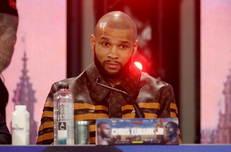 LONDON, ENGLAND - APRIL 24: Chris Eubank Jr looks on ahead of the Middleweight fight between Chris Eubank Jr and Conor Benn during the Fatal Fury - Press Conference on April 24, 2025 in London, England. (Photo by Richard Pelham/Getty Images)