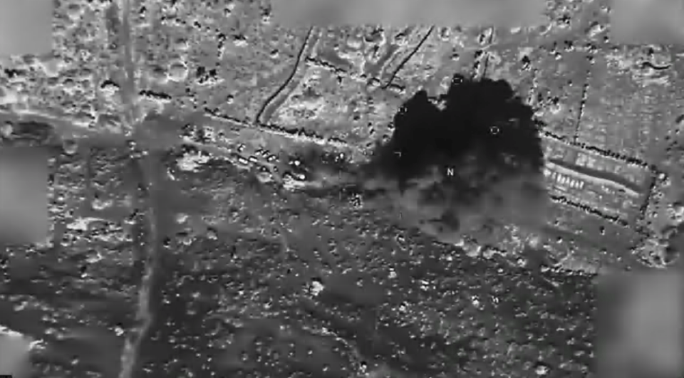 Thermal image of a drone strike.