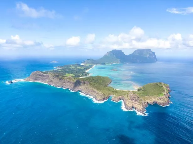 Stunning aerial panorama drone view of Lord Howe Island, a pacific subtropical island in the Tasman Sea between Australia and New Zealand. Lord Howe belongs to New South Wales, Australia.