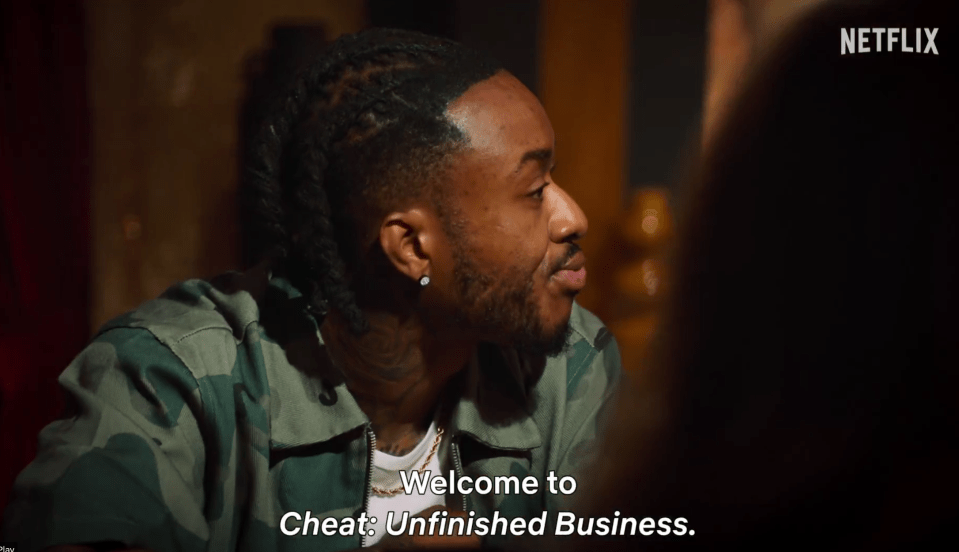 Screenshot of a man saying "Welcome to Cheat: Unfinished Business."
