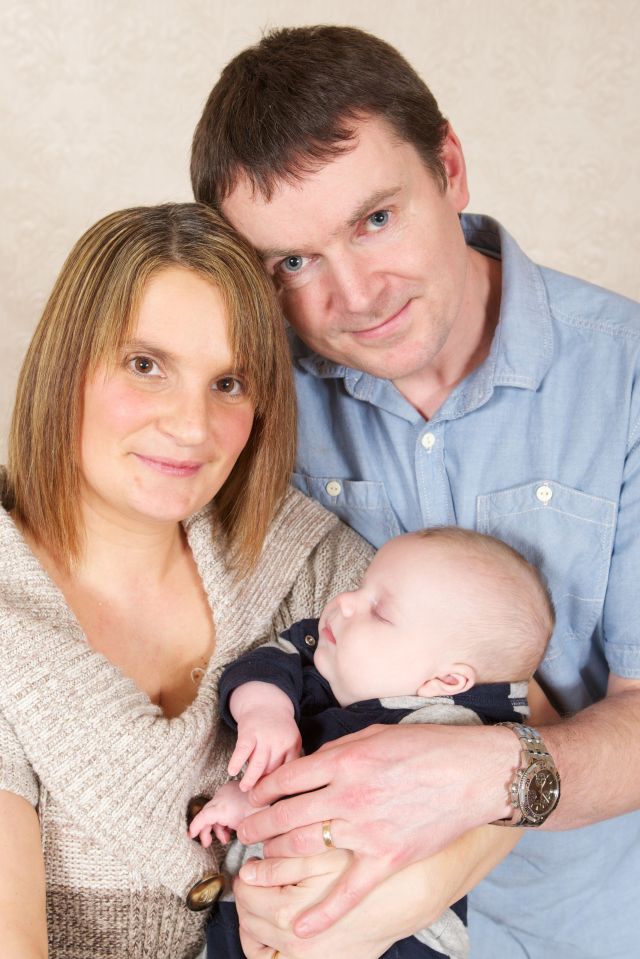 Sue and Noel Radford with their baby son Casper.