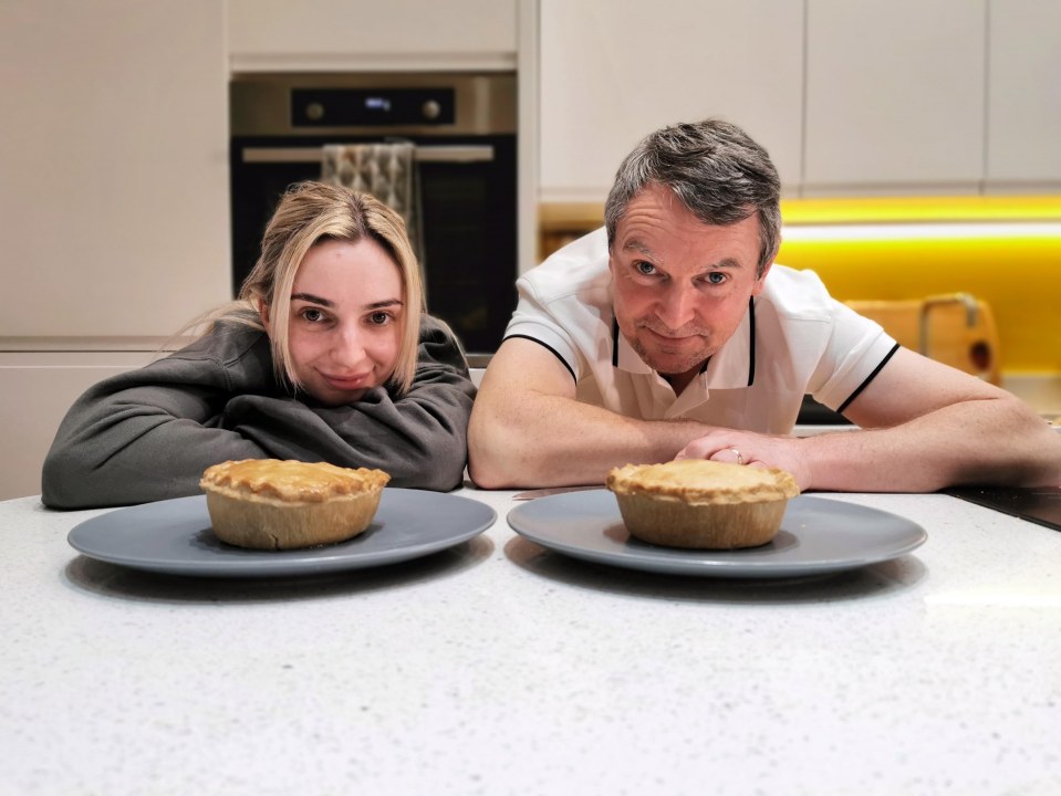Noel and Chloe with their pies.