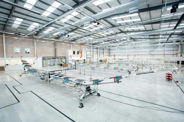 Aalto Zephyr UAV in a large hangar.