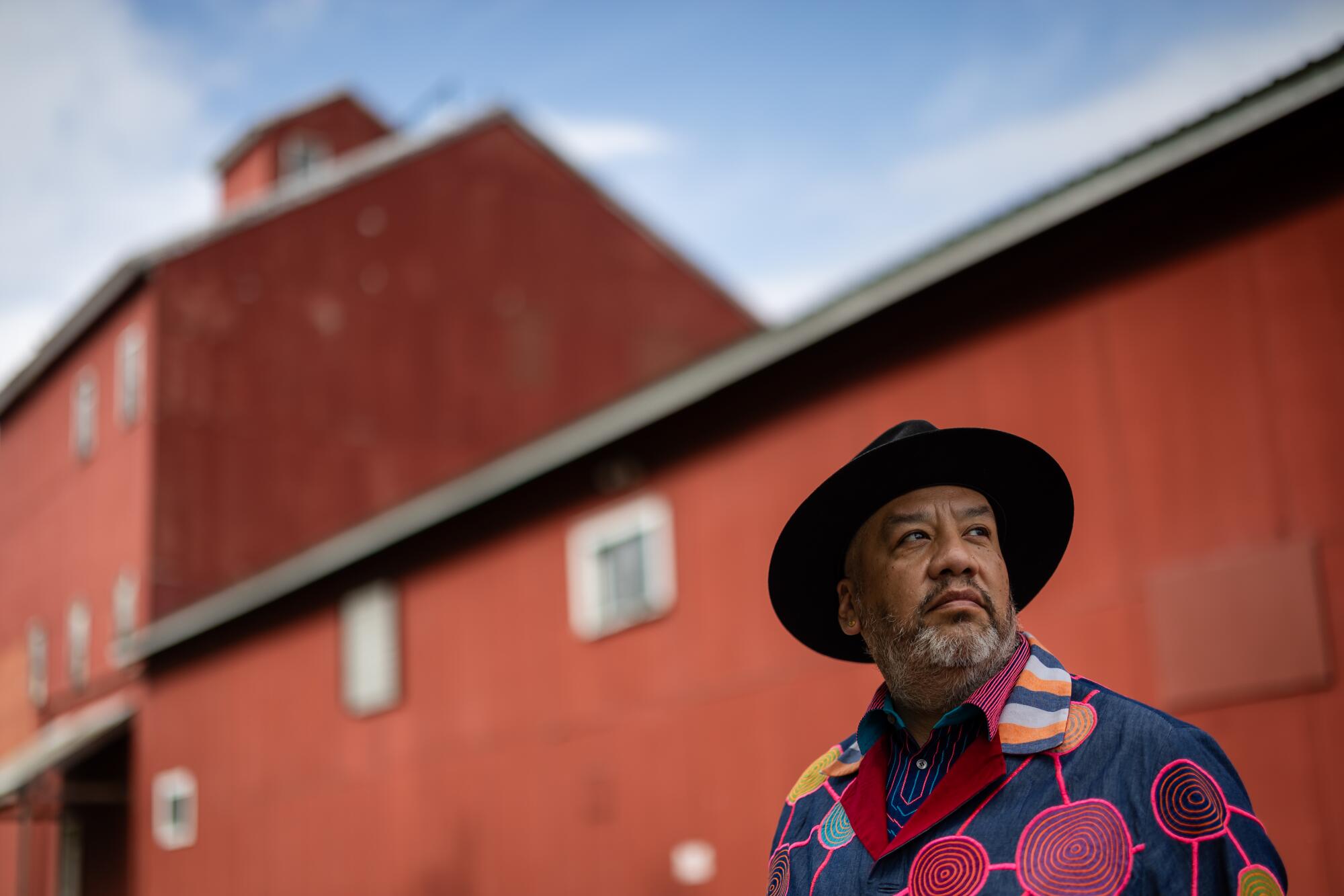 Artist Jeffrey Gibson works out of what he calls his barn studio near Hudson, N.Y.
