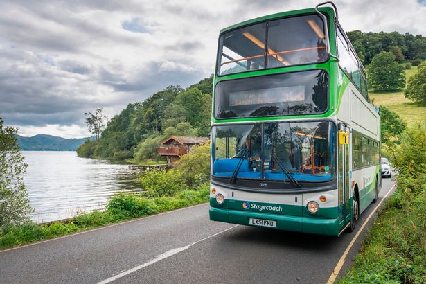 A bus on a scenic route