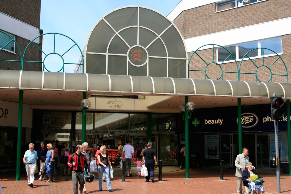 High Chelmer Shopping Centre entrance in Chelmsford, Essex.