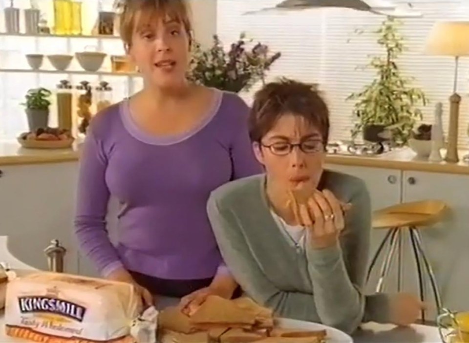 Screenshot from a Kingsmill bread commercial featuring Mel and Sue.