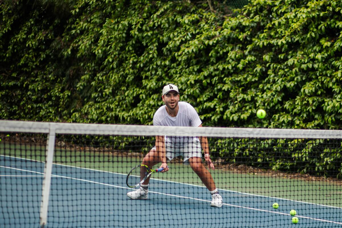 Anna and Kacper Owsian host a Tennis Clinic
