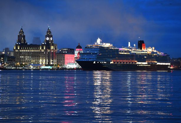Image of Cunard Queen Anne at sea at night
