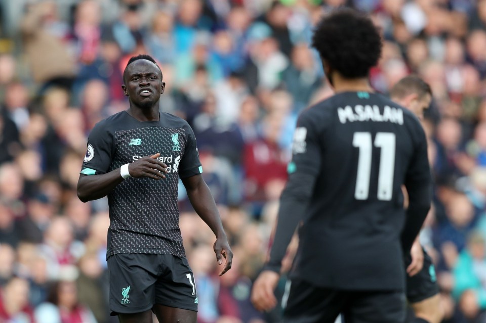 Sadio Mané of Liverpool showing frustration.